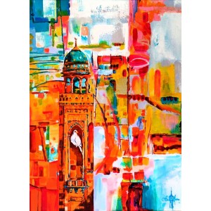 Samina Mumtaz, 12 x 18 Inch, Acrylic on Canvas, Cityscape Painting, AC-SMU-020
